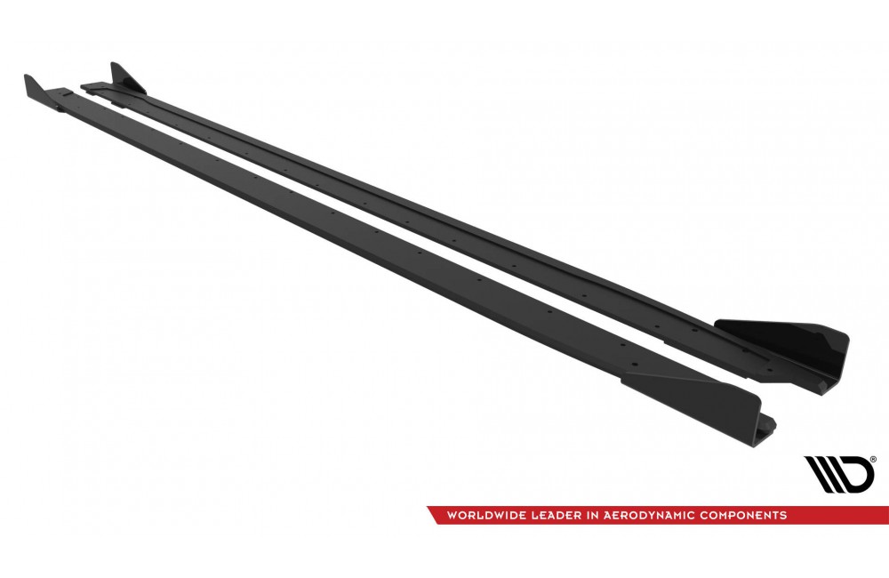 Street Pro Side Skirts Diffusers + Flaps Audi S3 Sportback / A3 S-line Sportback 8Y Facelift - Black + Gloss Flaps Street Pro Side Skirts Diffusers + Flaps Audi S3 Sportback / A3 S-line Sportback 8Y Facelift - Black + Gloss Flaps