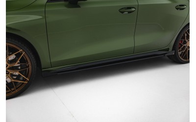 Street Pro Side Skirts Diffusers + Flaps Audi S3 Sportback / A3 S-line Sportback 8Y Facelift - Black + Gloss Flaps    