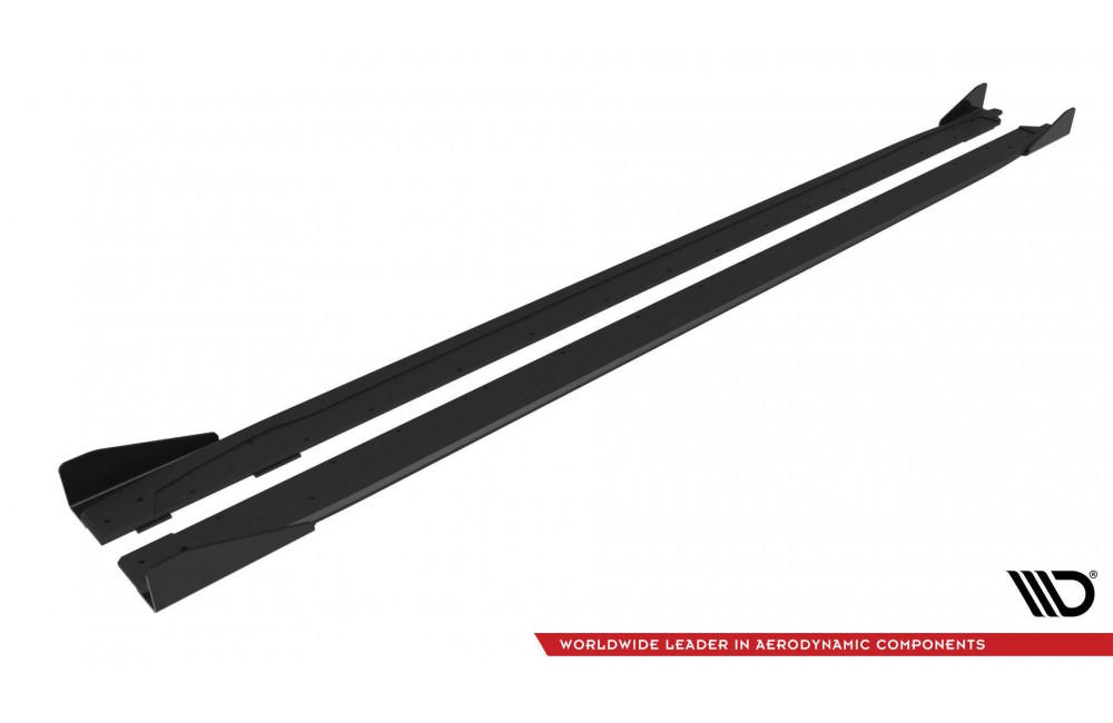 Street Pro Side Skirts Diffusers + Flaps Audi S3 Sportback / A3 S-line Sportback 8Y Facelift - Black + Gloss Flaps Street Pro Side Skirts Diffusers + Flaps Audi S3 Sportback / A3 S-line Sportback 8Y Facelift - Black + Gloss Flaps