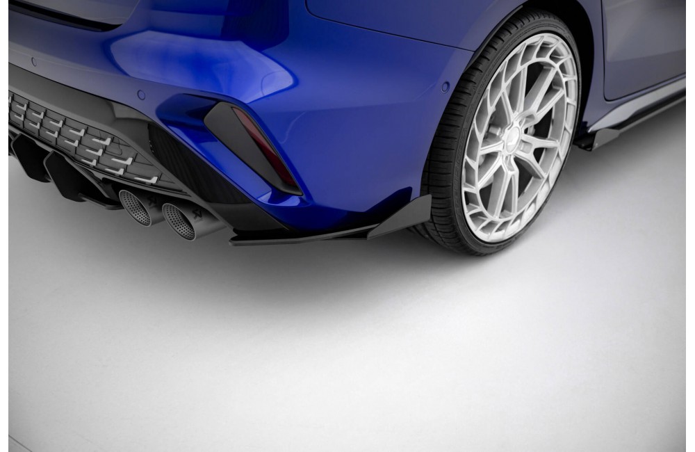 Street Pro Rear Side Splitters + Flaps Audi S3 Sedan 8Y Facelift - Black + Gloss Flaps