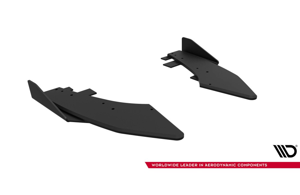 Street Pro Rear Side Splitters + Flaps Audi S3 Sedan 8Y Facelift - Black + Gloss Flaps