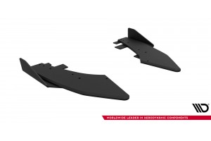 Street Pro Rear Side Splitters + Flaps Audi S3 Sedan 8Y Facelift - Black + Gloss Flaps