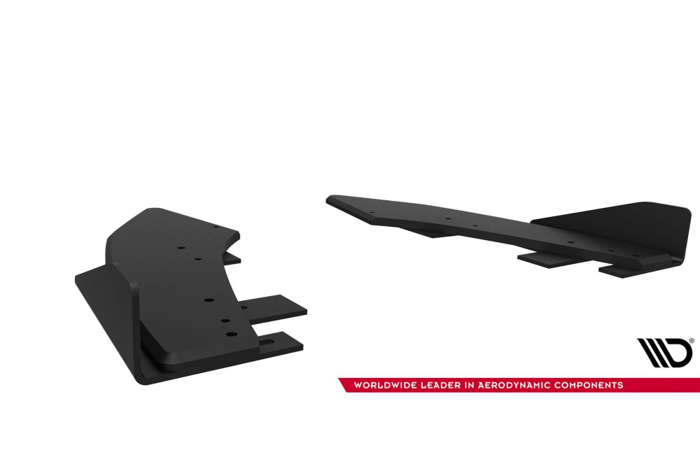 Street Pro Rear Side Splitters + Flaps Audi S3 Sedan 8Y Facelift - Black + Gloss Flaps