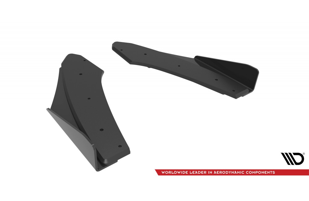 Street Pro Rear Side Splitters + Flaps Audi S3 Sedan 8Y - Black + Gloss Flaps
