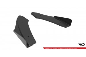 Street Pro Rear Side Splitters + Flaps Audi S3 Sedan 8Y - Black + Gloss Flaps