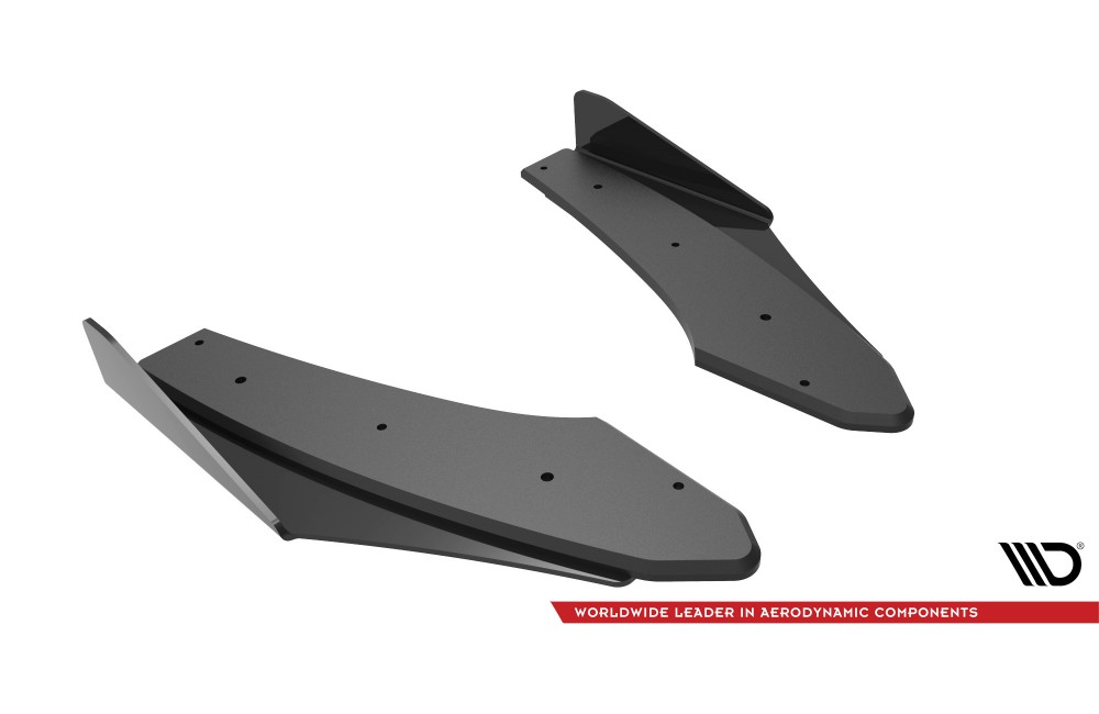 Street Pro Rear Side Splitters + Flaps Audi S3 Sedan 8Y - Black + Gloss Flaps