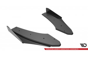 Street Pro Rear Side Splitters + Flaps Audi S3 Sedan 8Y - Black + Gloss Flaps