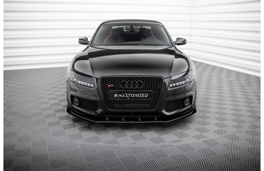 Street Pro Front Splitter + Flaps Audi S5 / A5 S-Line 8T - Black + Gloss Flaps