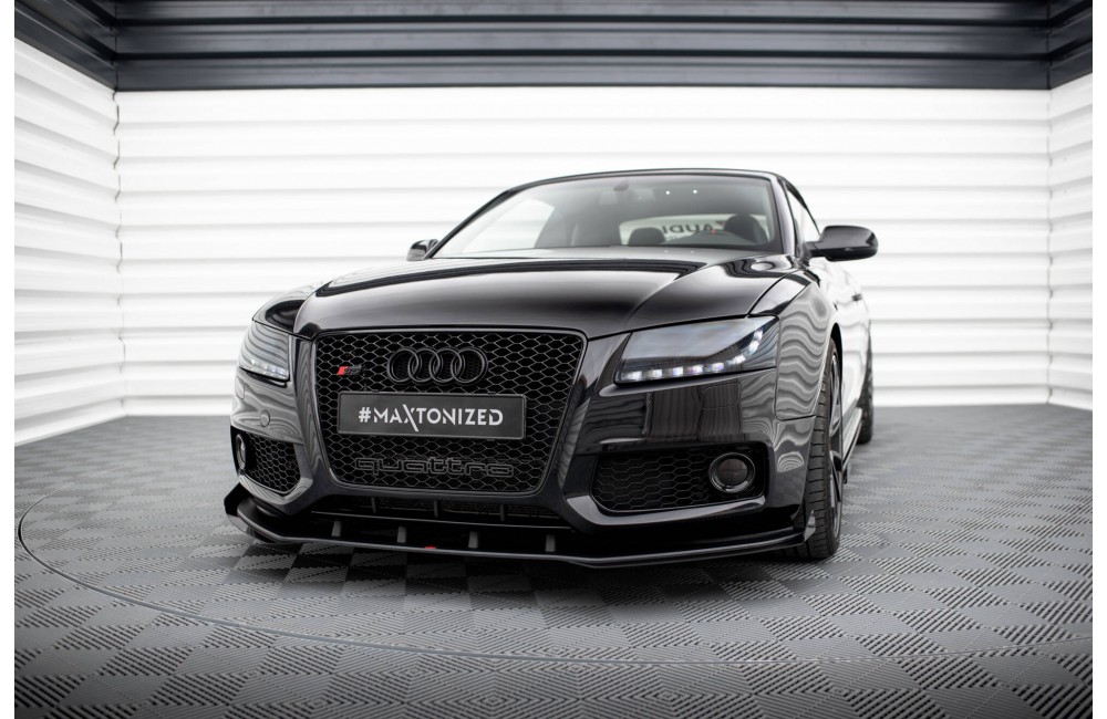 Street Pro Front Splitter + Flaps Audi S5 / A5 S-Line 8T - Black + Gloss Flaps