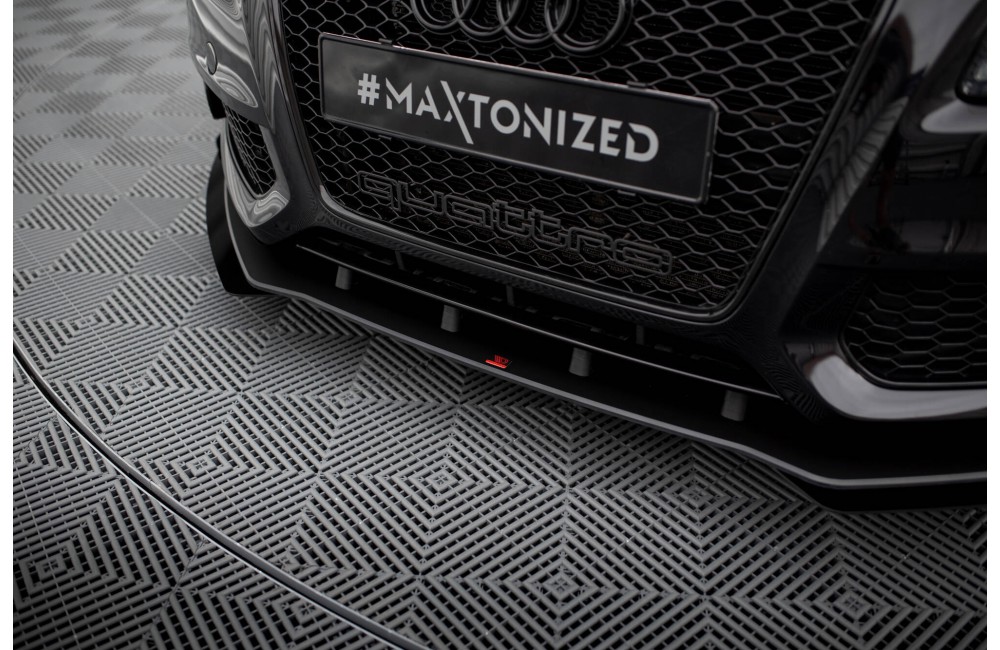 Street Pro Front Splitter + Flaps Audi S5 / A5 S-Line 8T - Black + Gloss Flaps
