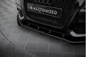 Street Pro Front Splitter + Flaps Audi S5 / A5 S-Line 8T - Black + Gloss Flaps
