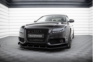 Street Pro Front Splitter + Flaps Audi S5 / A5 S-Line 8T - Black + Gloss Flaps