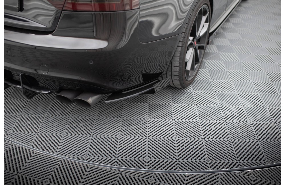 Street Pro Rear Side Splitters + Flaps Audi S5 / A5 S-Line Coupe / Cabriolet 8T - Black + Gloss Flaps