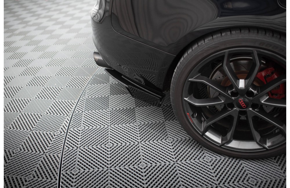 Street Pro Rear Side Splitters + Flaps Audi S5 / A5 S-Line Coupe / Cabriolet 8T - Black + Gloss Flaps
