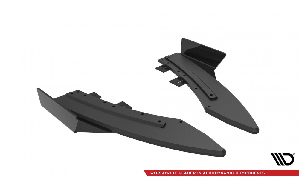 Street Pro Rear Side Splitters + Flaps Audi S5 / A5 S-Line Coupe / Cabriolet 8T - Black + Gloss Flaps