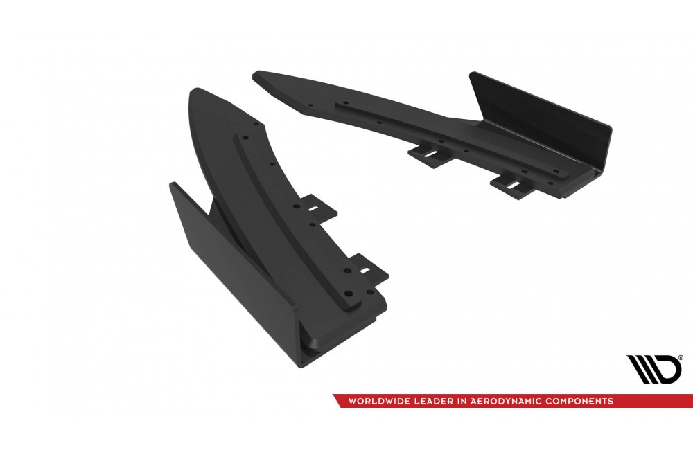 Street Pro Rear Side Splitters + Flaps Audi S5 / A5 S-Line Coupe / Cabriolet 8T - Black + Gloss Flaps