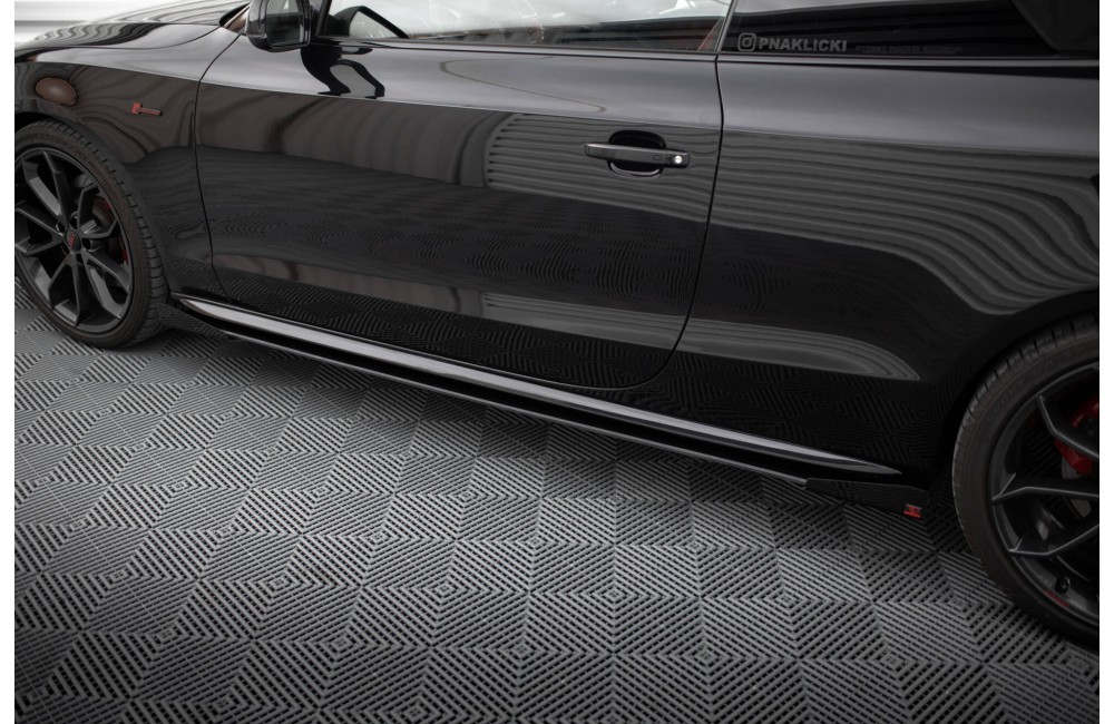 Street Pro Side Skirts Diffusers + Flaps Audi A5 / A5 S-Line / S5 Coupe / Cabrio 8T / 8T Facelift - Black + Gloss Flaps Street Pro Side Skirts Diffusers + Flaps Audi A5 / A5 S-Line / S5 Coupe / Cabrio 8T / 8T Facelift - Black + Gloss Flaps