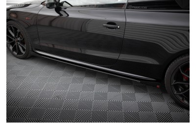 Street Pro Side Skirts Diffusers + Flaps Audi A5 / A5 S-Line / S5 Coupe / Cabrio 8T / 8T Facelift - Black + Gloss Flaps    