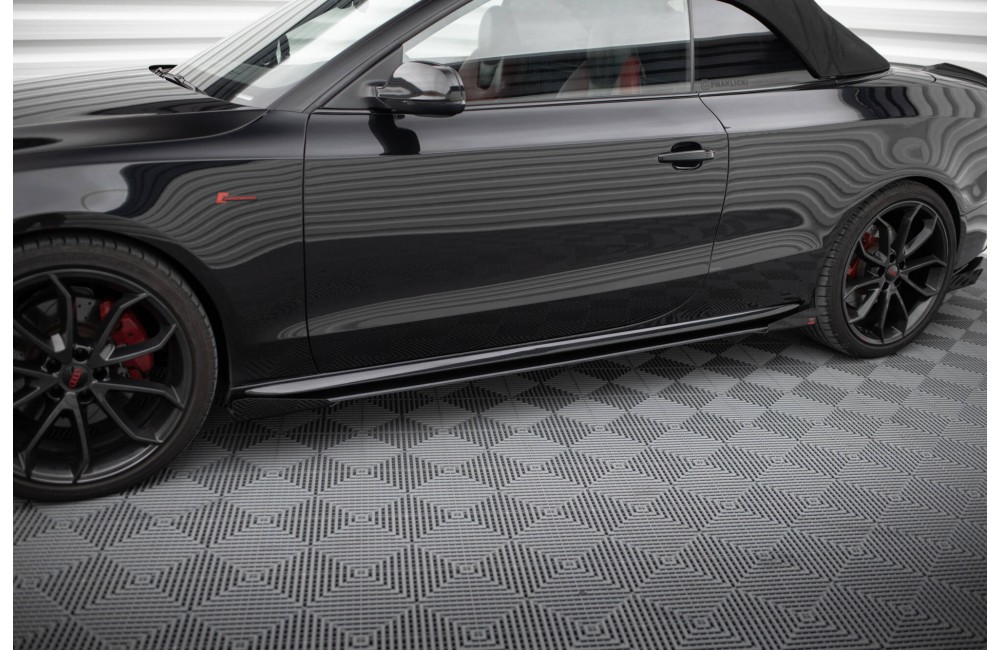 Street Pro Side Skirts Diffusers + Flaps Audi A5 / A5 S-Line / S5 Coupe / Cabrio 8T / 8T Facelift - Black + Gloss Flaps Street Pro Side Skirts Diffusers + Flaps Audi A5 / A5 S-Line / S5 Coupe / Cabrio 8T / 8T Facelift - Black + Gloss Flaps