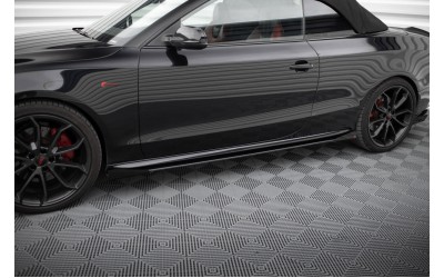 Street Pro Side Skirts Diffusers + Flaps Audi A5 / A5 S-Line / S5 Coupe / Cabrio 8T / 8T Facelift - Black + Gloss Flaps    
