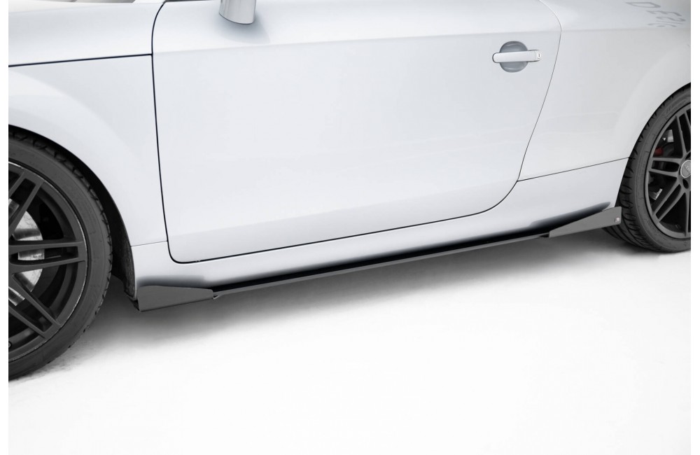 Street Pro Side Skirts Diffusers + Flaps Audi TT S / TT S-Line 8J Facelift - Black + Gloss Flaps
