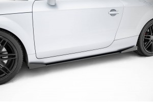 Street Pro Side Skirts Diffusers + Flaps Audi TT S / TT S-Line 8J Facelift - Black + Gloss Flaps