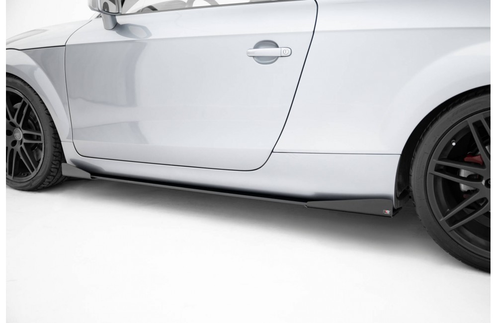 Street Pro Side Skirts Diffusers + Flaps Audi TT S / TT S-Line 8J Facelift - Black + Gloss Flaps