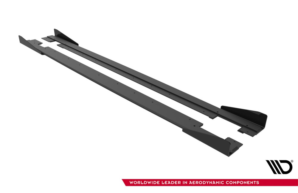 Street Pro Side Skirts Diffusers + Flaps Audi TT S / TT S-Line 8J Facelift - Black + Gloss Flaps