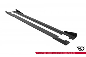 Street Pro Side Skirts Diffusers + Flaps Audi TT S / TT S-Line 8J Facelift - Black + Gloss Flaps