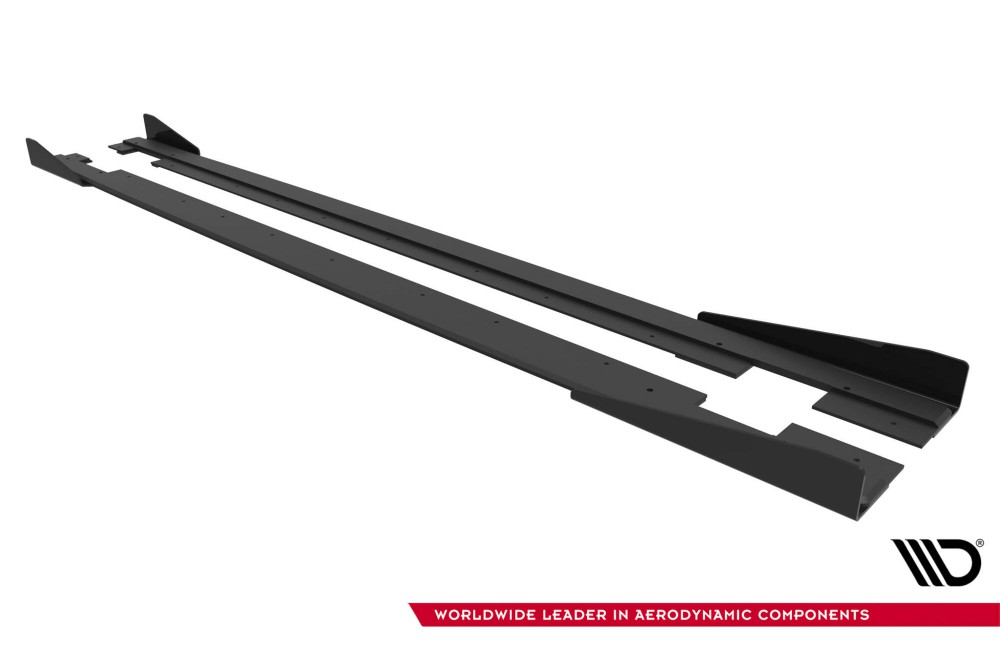 Street Pro Side Skirts Diffusers + Flaps Audi TT S / TT S-Line 8J Facelift - Black + Gloss Flaps