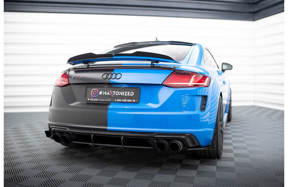 Street Pro Rear Side Splitters + Flaps Audi TT S 8S Facelift - Black + Gloss Flaps