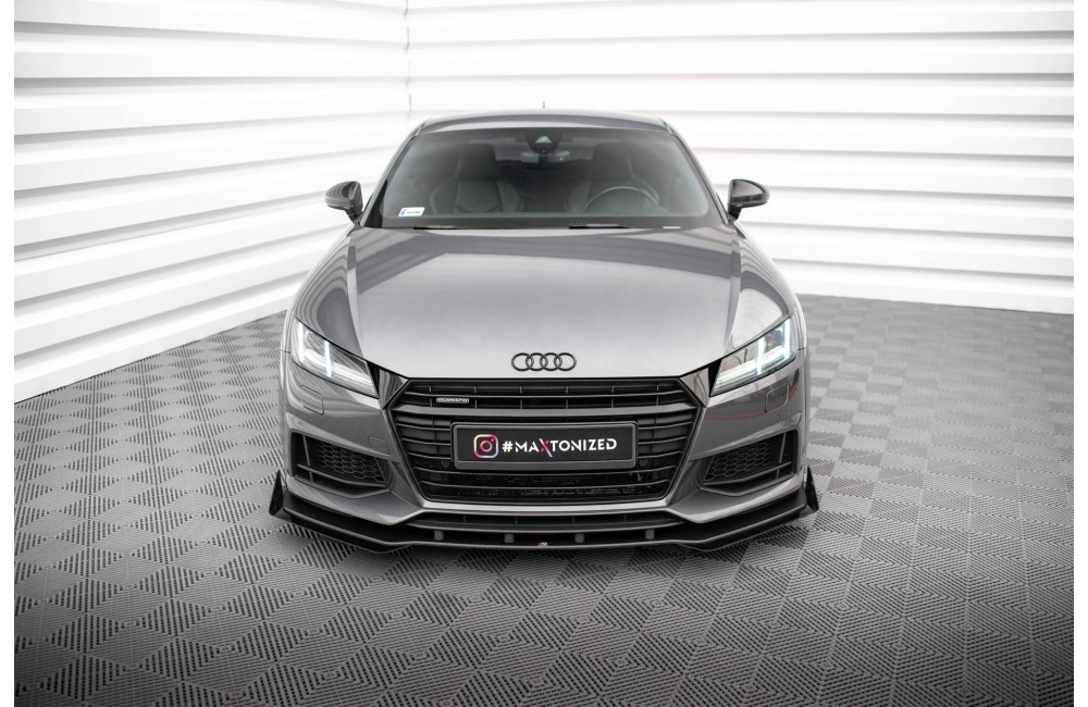Street Pro Front Splitter + Flaps Audi TT S / S-Line 8S - Black + Gloss Flaps
