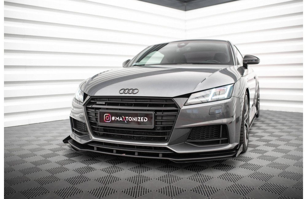 Street Pro Front Splitter + Flaps Audi TT S / S-Line 8S - Black + Gloss Flaps