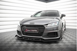 Street Pro Front Splitter + Flaps Audi TT S / S-Line 8S - Black + Gloss Flaps