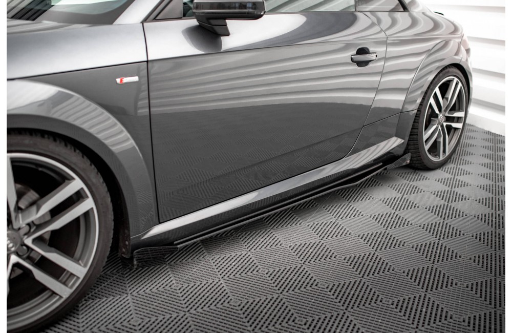 Street Pro Side Skirts Diffusers + Flaps Audi TT S / S-Line 8S - Black + Gloss Flaps