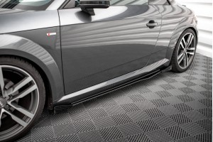 Street Pro Side Skirts Diffusers + Flaps Audi TT S / S-Line 8S - Black + Gloss Flaps