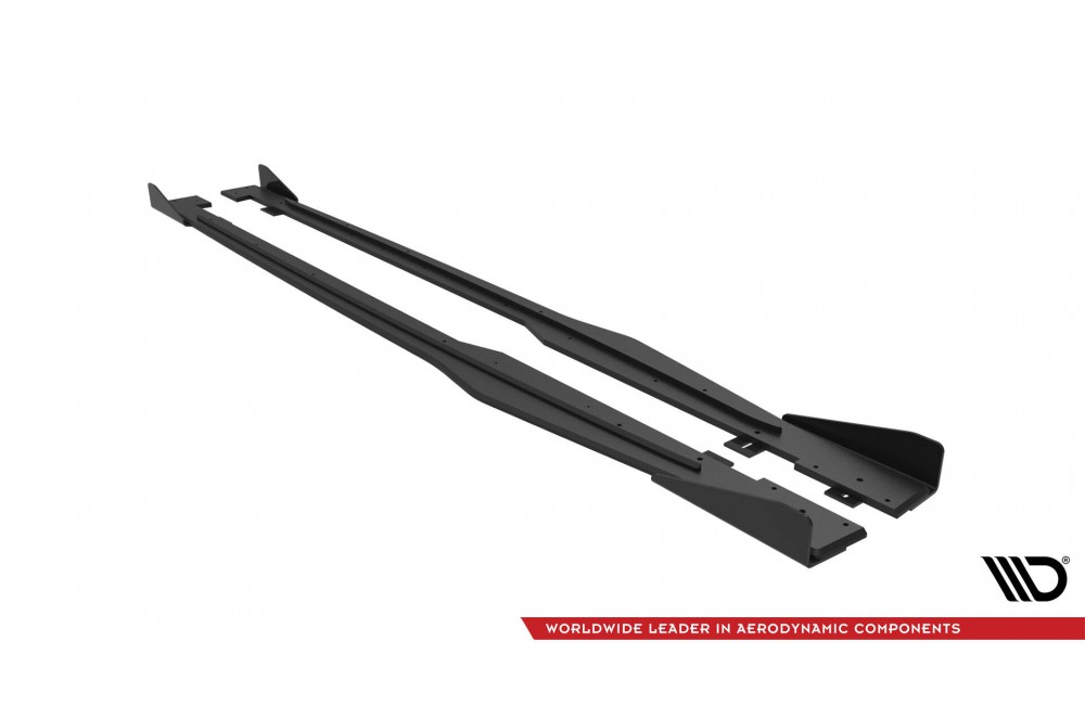 Street Pro Side Skirts Diffusers + Flaps Audi TT S / S-Line 8S - Black + Gloss Flaps
