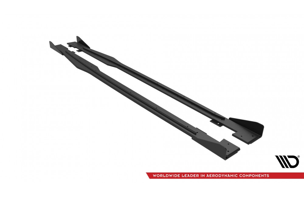 Street Pro Side Skirts Diffusers + Flaps Audi TT S / S-Line 8S - Black + Gloss Flaps