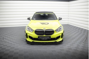 Street Pro Front Splitter + Flaps BMW 1 M-Pack / M135i / 128ti F40 - Black + Gloss Flaps