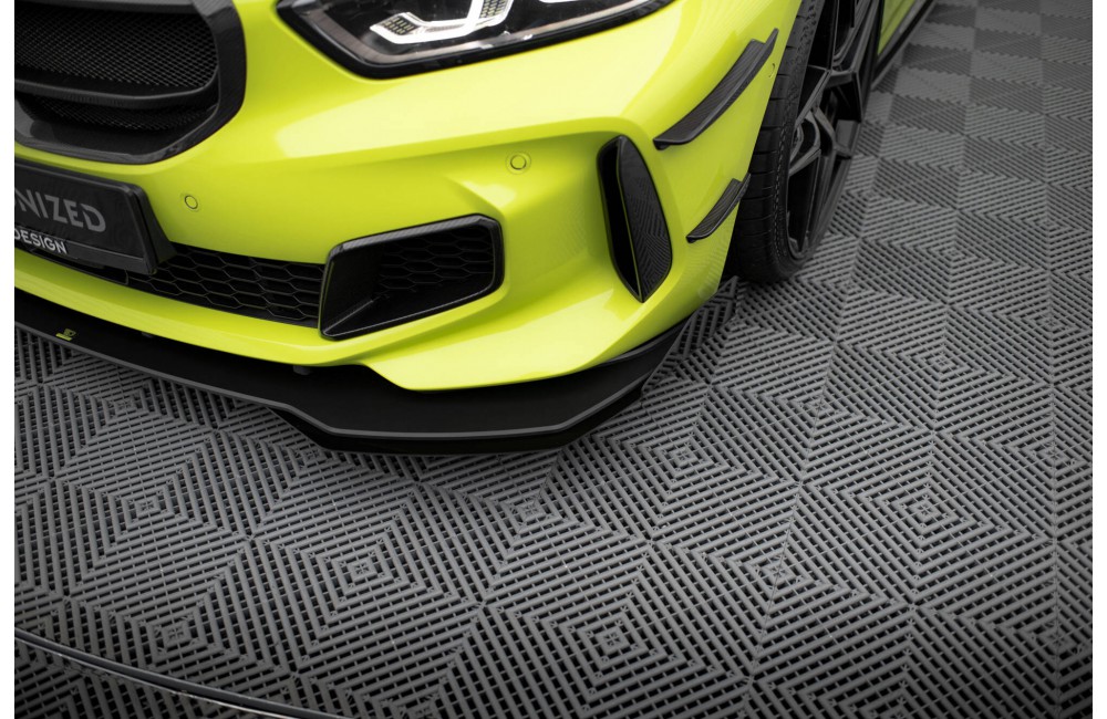 Street Pro Front Splitter + Flaps BMW 1 M-Pack / M135i / 128ti F40 - Black + Gloss Flaps