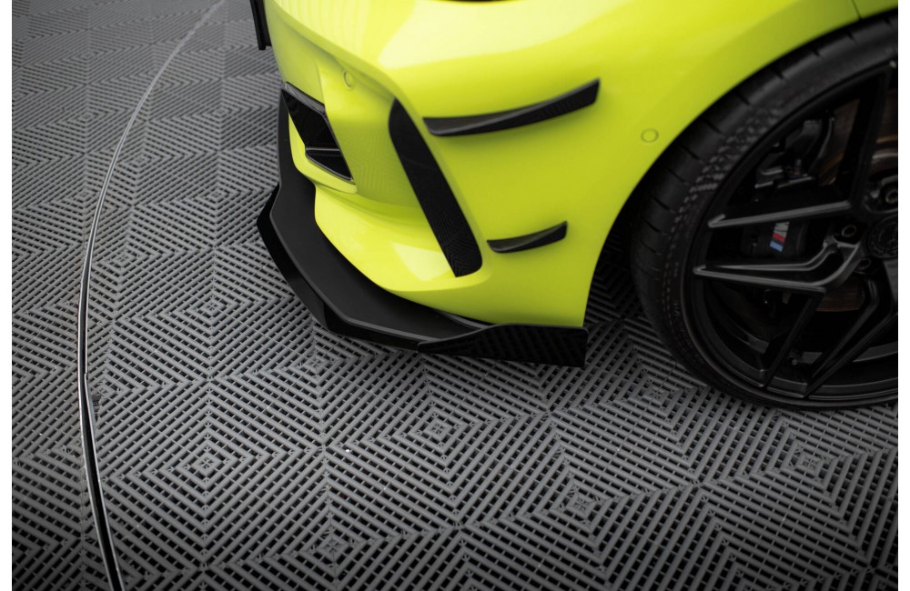 Street Pro Front Splitter + Flaps BMW 1 M-Pack / M135i / 128ti F40 - Black + Gloss Flaps