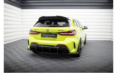 Street Pro Rear Side Splitters V.1 + Flaps V.1 BMW 1 F40 M-Pack / M135i - Black + Gloss Flaps    