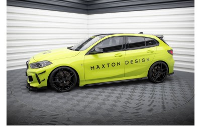 Street Pro Side Skirts Diffusers + Flaps BMW 1 M-Pack / M135i / 128ti F40 - Black + Gloss Flaps    