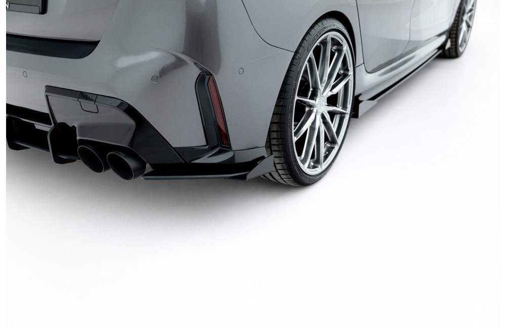 Street Pro Rear Side Splitters V.1 + Flaps BMW M135i F70 - Black + Gloss Flaps Street Pro Rear Side Splitters V.1 + Flaps BMW M135i F70 - Black + Gloss Flaps