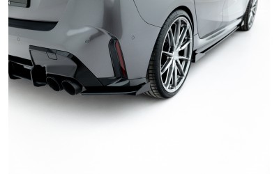Street Pro Rear Side Splitters V.1 + Flaps BMW M135i F70 - Black + Gloss Flaps    