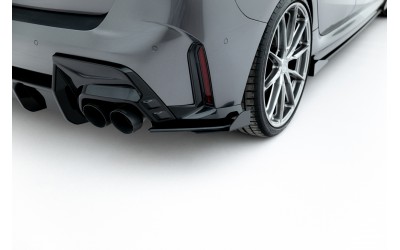 Street Pro Rear Side Splitters V.2 + Flaps BMW 1 M-Pack F70 - Black + Gloss Flaps    