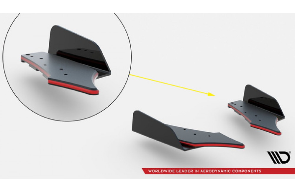 Street Pro Rear Side Splitters V.2 + Flaps BMW 1 M-Pack F70 - Black-Red + Gloss Flaps Street Pro Rear Side Splitters V.2 + Flaps BMW 1 M-Pack F70 - Black-Red + Gloss Flaps