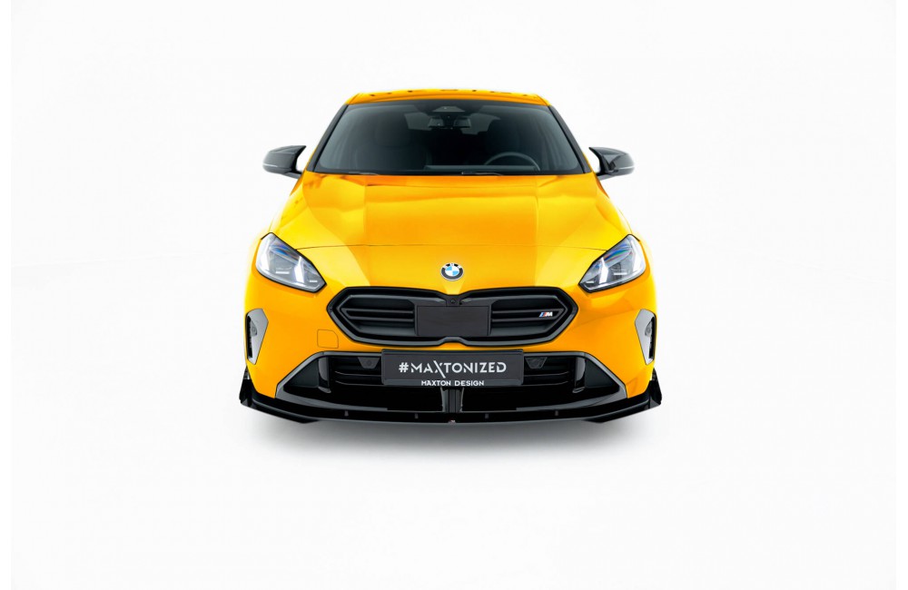 Street Pro Front Splitter + Flaps BMW 1 M-Pack F70 - Black + Gloss Flaps