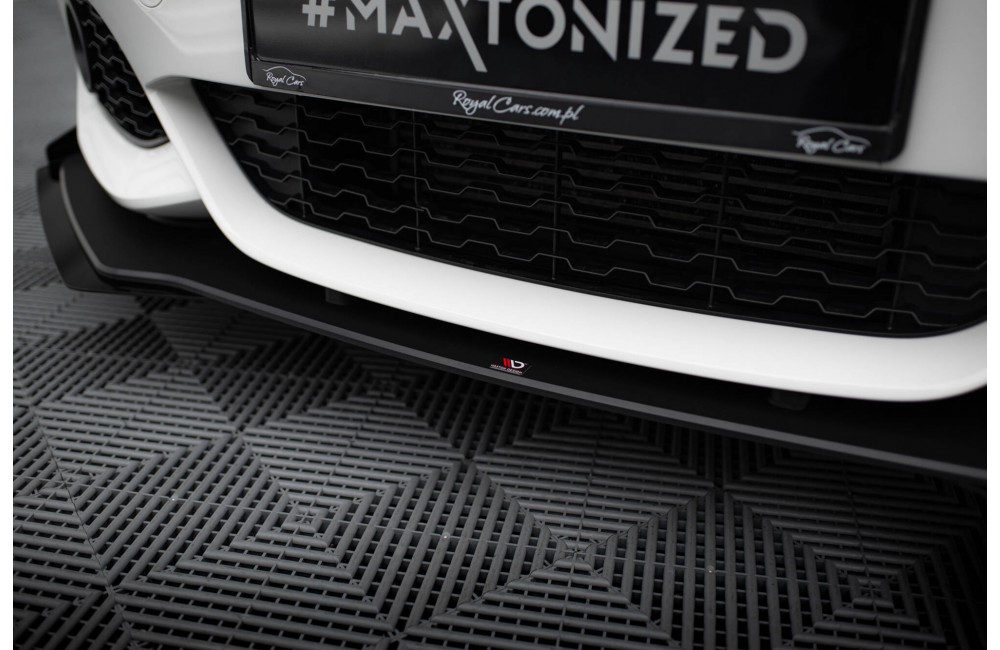 Street Pro Front Splitter V.3 + Flaps for BMW 1 F20 M-Pack Facelift / M140i  - Black + Gloss Flaps