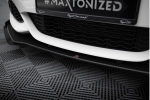 Street Pro Front Splitter V.3 + Flaps for BMW 1 F20 M-Pack Facelift / M140i  - Black + Gloss Flaps